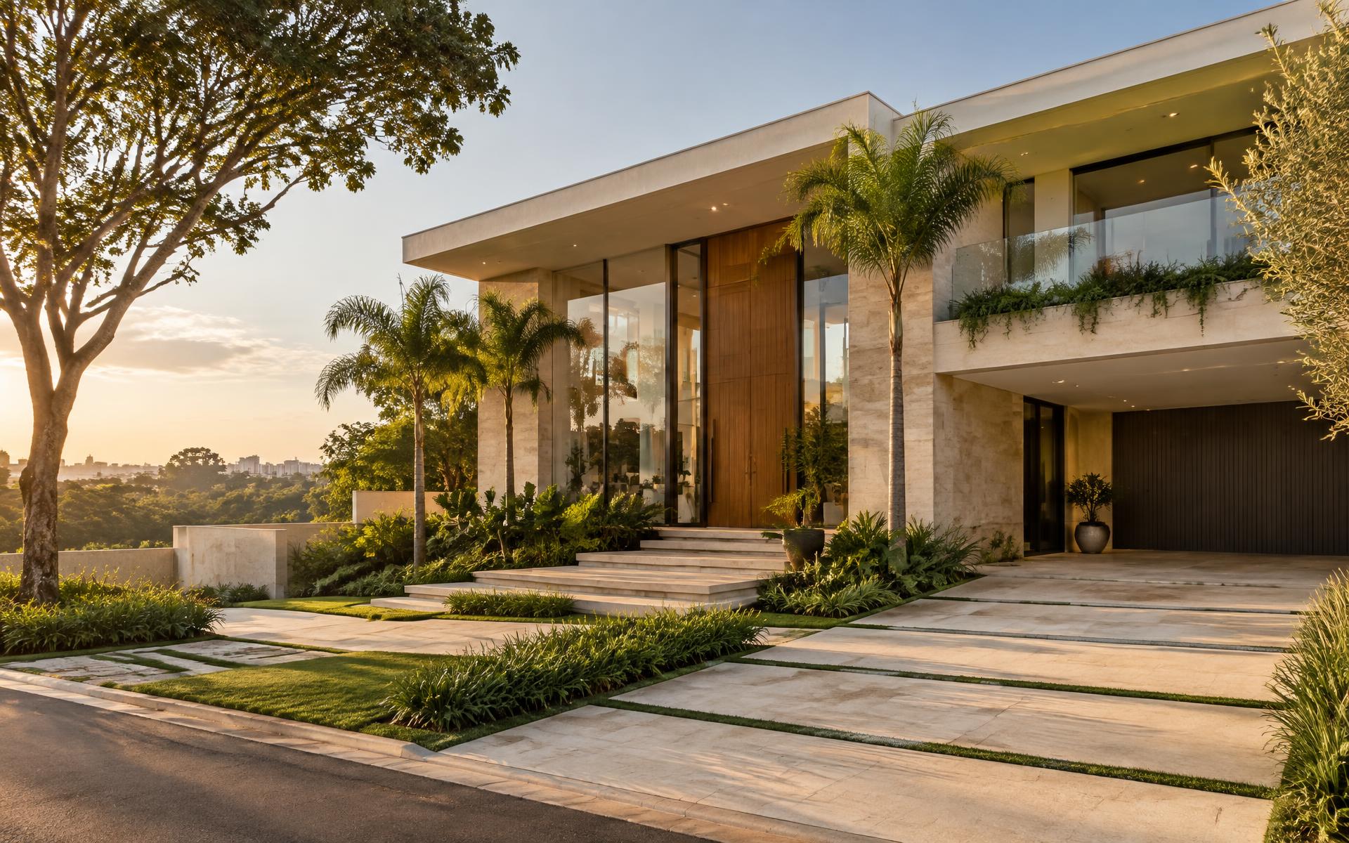 Residência contemporânea em meio a jardins